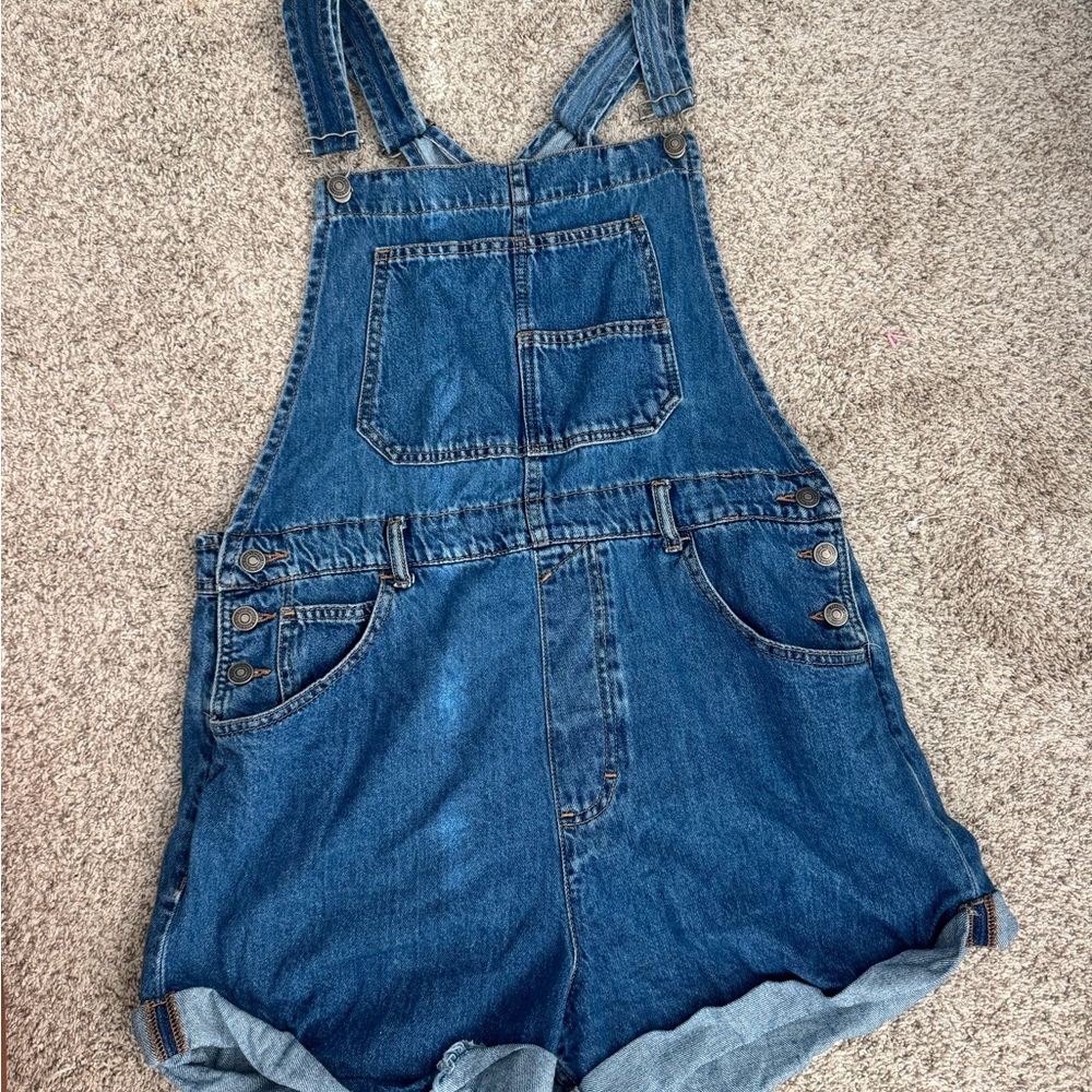 Free People We the Free Ziggy Denim Shortalls Size XL EUC